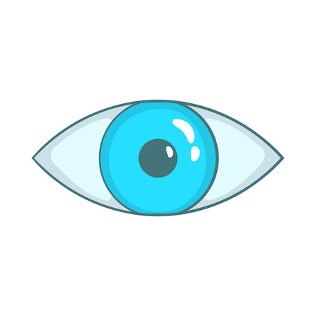 Blue eye icon in cartoon style on a white backgroundのイラスト素材