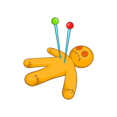 Voodoo doll icon in cartoon style on a white backgroundのイラスト素材