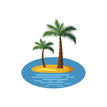 Island with palm trees icon in cartoon style on a white backgroundのイラスト素材