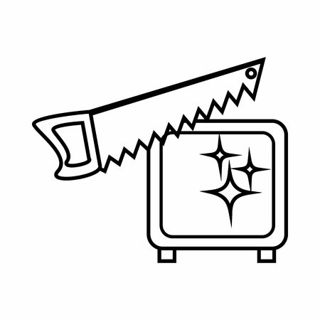 Focus cutting saw icon in outline style isolated on white background. Tricks symbolのイラスト素材