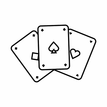 Playing cards icon in outline style isolated on white background. Game symbolのイラスト素材