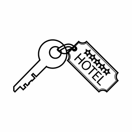 Room key at hotel icon in outline style isolated on white background. Open symbolのイラスト素材