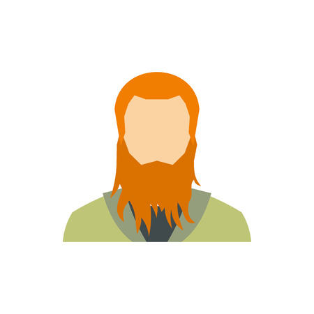 Red bearded man icon in flat style on a white backgroundのイラスト素材