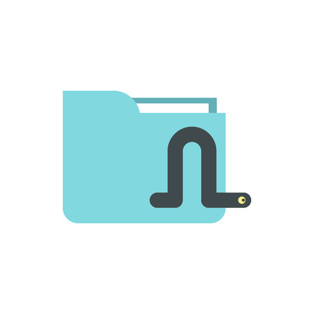 Worm in e-mail icon in flat style isolated on white background. Infection symbolのイラスト素材