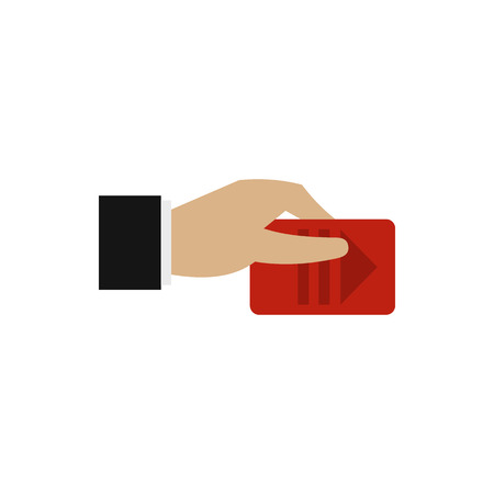 Hand pays for parking icon in flat style isolated on white background. Payment symbolのイラスト素材
