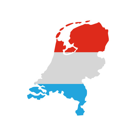 Map of the Netherlands in Dutch flag colors icon in flat style on a white backgroundのイラスト素材