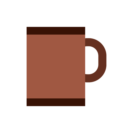 Brown tea or coffee mug icon in flat style isolated on white backgroundのイラスト素材