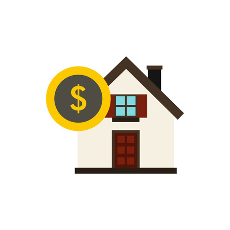 House and dollar sign icon in flat style on a white backgroundのイラスト素材