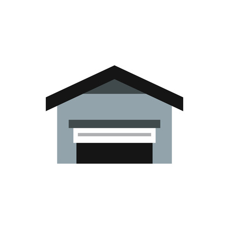 Garage with roof icon in flat style isolated on white background. Building symbolのイラスト素材