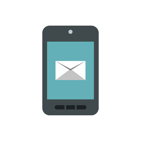 Writing e-mail on phone icon in flat style isolated on white background. Message symbolのイラスト素材