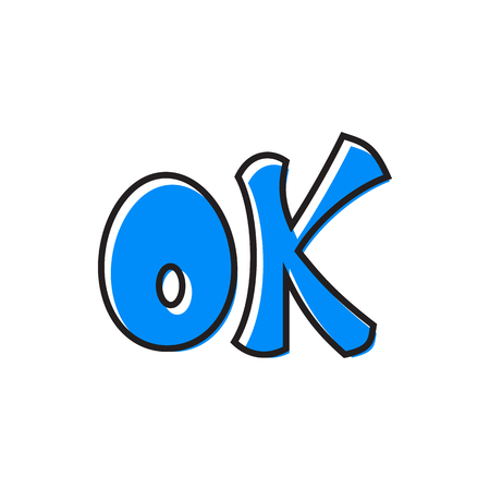 Word ok icon in flat style isolated on white background. Click and choice symbolのイラスト素材