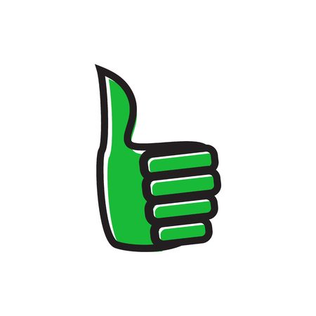 Hand with thumb up icon in flat style isolated on white background. Click and choice symbolのイラスト素材