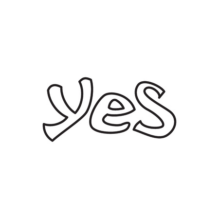 Word yes icon in outline style isolated on white background. Click and choice symbolのイラスト素材
