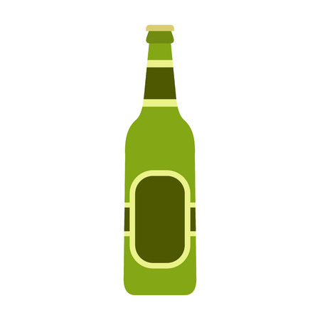 Glass beer green bottle icon in flat style isolated on white backgroundのイラスト素材