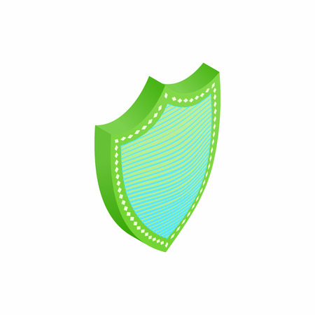 Green and blue shield icon in isometric 3d style isolated on white backgroundのイラスト素材
