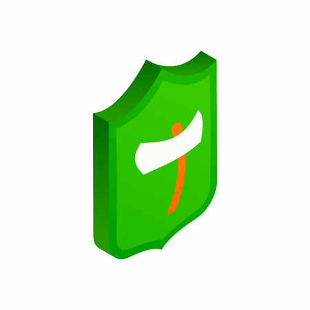 Viking shield with axe icon in isometric 3d style isolated on white backgroundのイラスト素材