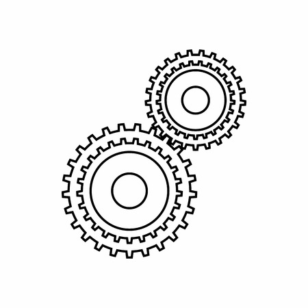 Gear mechanism icon in outline style isolated on white background. Mechanical symbolのイラスト素材