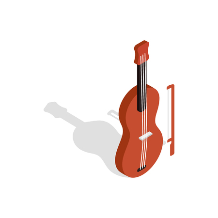 Violin icon in isometric 3d style on a white backgroundのイラスト素材