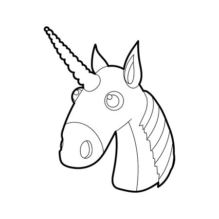 Unicorn icon in outline style isolated on white backgroundのイラスト素材