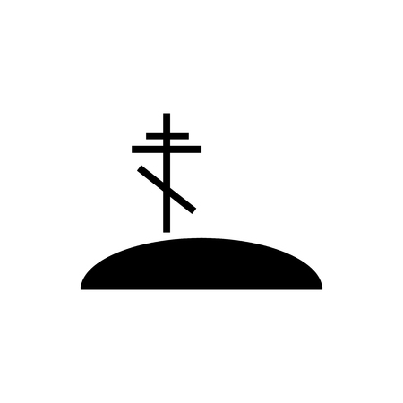 Grave with cross icon in simple style on a white backgroundのイラスト素材
