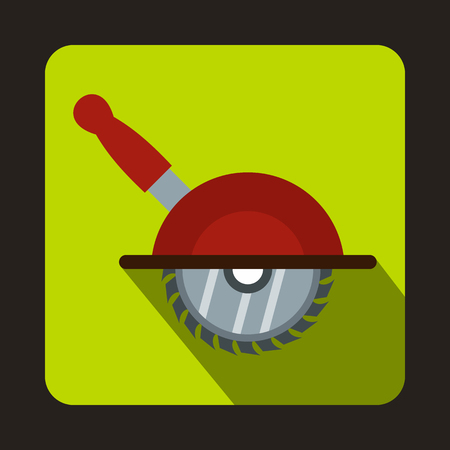 Circular saw icon in flat style with long shadow. Tool symbolのイラスト素材