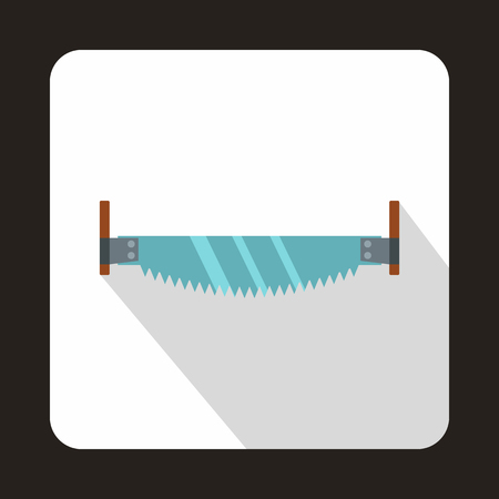Two-man saw icon in flat style with long shadow. Tool symbolのイラスト素材
