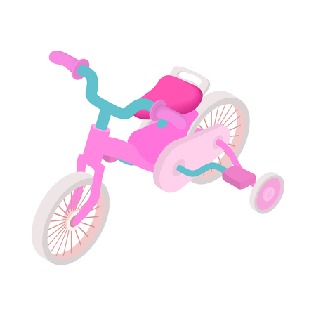 Pink trike icon in cartoon style on a white backgroundのイラスト素材