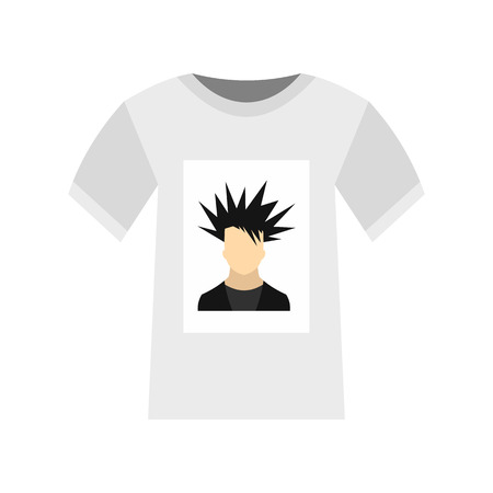 Printing photo on t-shirt icon in flat style isolated on white background. Clothing symbolのイラスト素材