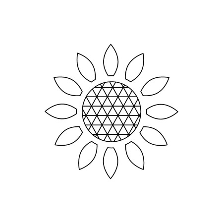 Sunflower icon in outline style isolated on white backgroundのイラスト素材