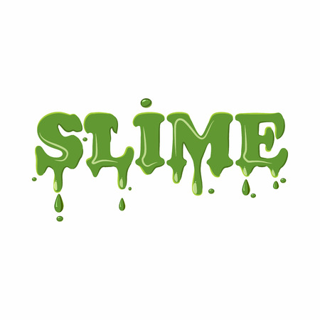 Slime word isolated on white background. Green slime word vector illustrationのイラスト素材