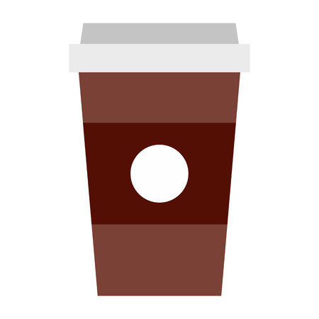 Brown Paper cup of coffee icon in flat style on a white backgroundのイラスト素材