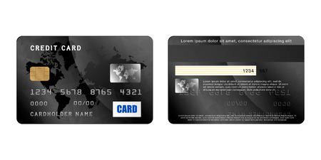 Blaxk credit card, two sides in realistic style on a white backgroundのイラスト素材