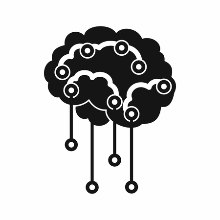 Sensors on human brain icon in simple style isolated on white backgroundのイラスト素材
