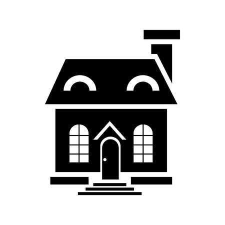 Elegant little house icon in simple style isolated on white backgroundのイラスト素材