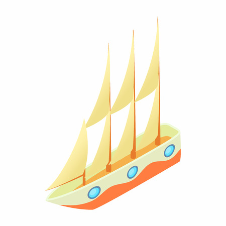 Sailboat icon in cartoon style isolated on white background. Sea transport symbolのイラスト素材