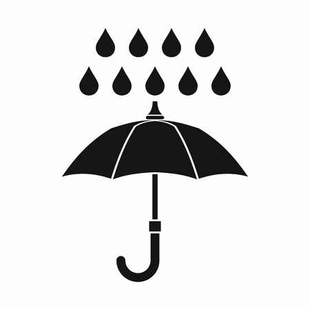 Umbrella and rain icon in simple style isolated on white background. Weather symbolのイラスト素材