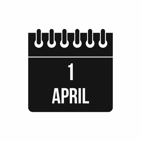 Calendar April 1 icon in simple style isolated on white background. Date symbolのイラスト素材