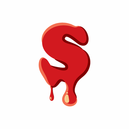 S letter isolated on white background. Red bloody S letter vector illustrationのイラスト素材