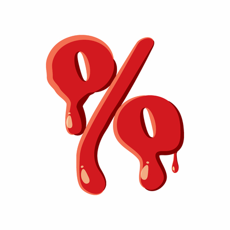Percent sign isolated on white background. Red bloody percent sign vector illustrationのイラスト素材