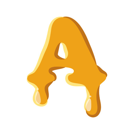 Letter A from honey icon isolated on white background. Alphabet symbolのイラスト素材