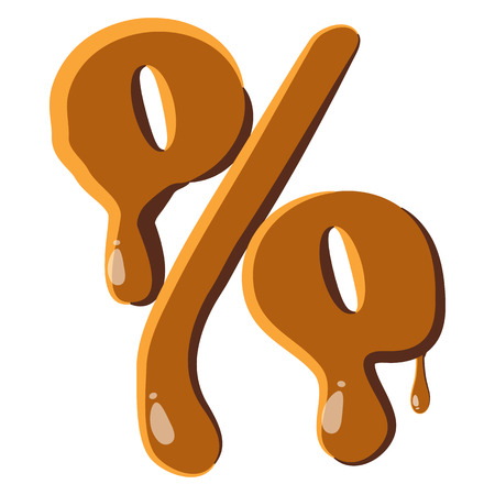 Percentage from caramel icon isolated on white background. Punctuation symbolのイラスト素材