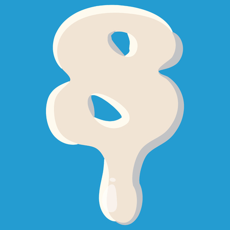 Number eight 8 isolated on baby blue background. Milky eight 8 number vector illustrationのイラスト素材