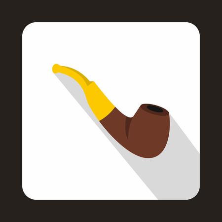 Wooden pipe icon in flat style on a white backgroundのイラスト素材