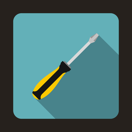 Screwdriver icon in flat style on a baby blue backgroundのイラスト素材