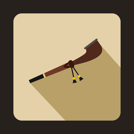 Indian smoking peace pipe icon in flat style isolated with long shadowのイラスト素材