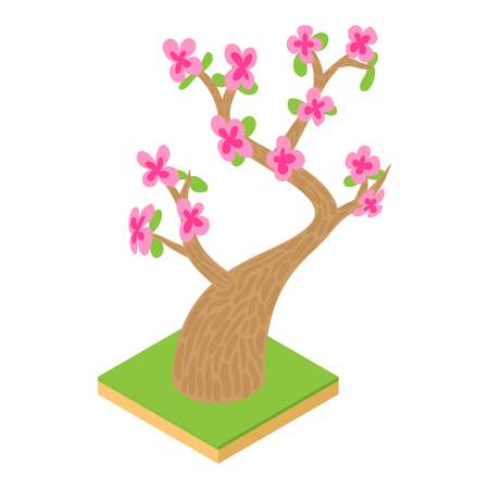 Sakura icon in cartoon style isolated on white background. Tree symbolのイラスト素材