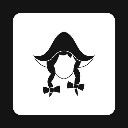 Head of girl in traditional Dutch hat icon in simple style on a white backgroundのイラスト素材