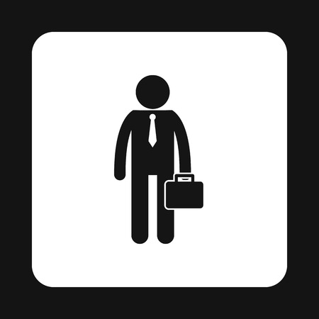 Businessman with briefcase icon in simple style on a white backgroundのイラスト素材
