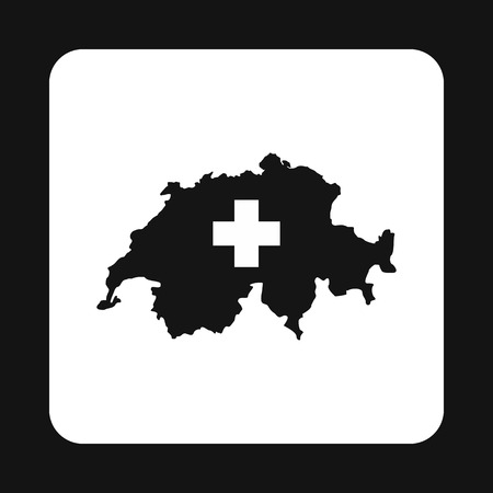 Map of Switzerland icon in simple style isolated on white background. State symbolのイラスト素材