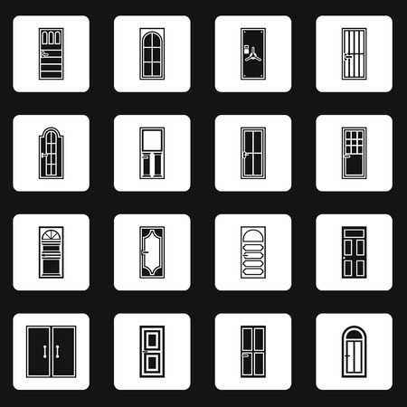 Door icons set in simple style. Front doors with doorframe set collection vector illustrationのイラスト素材